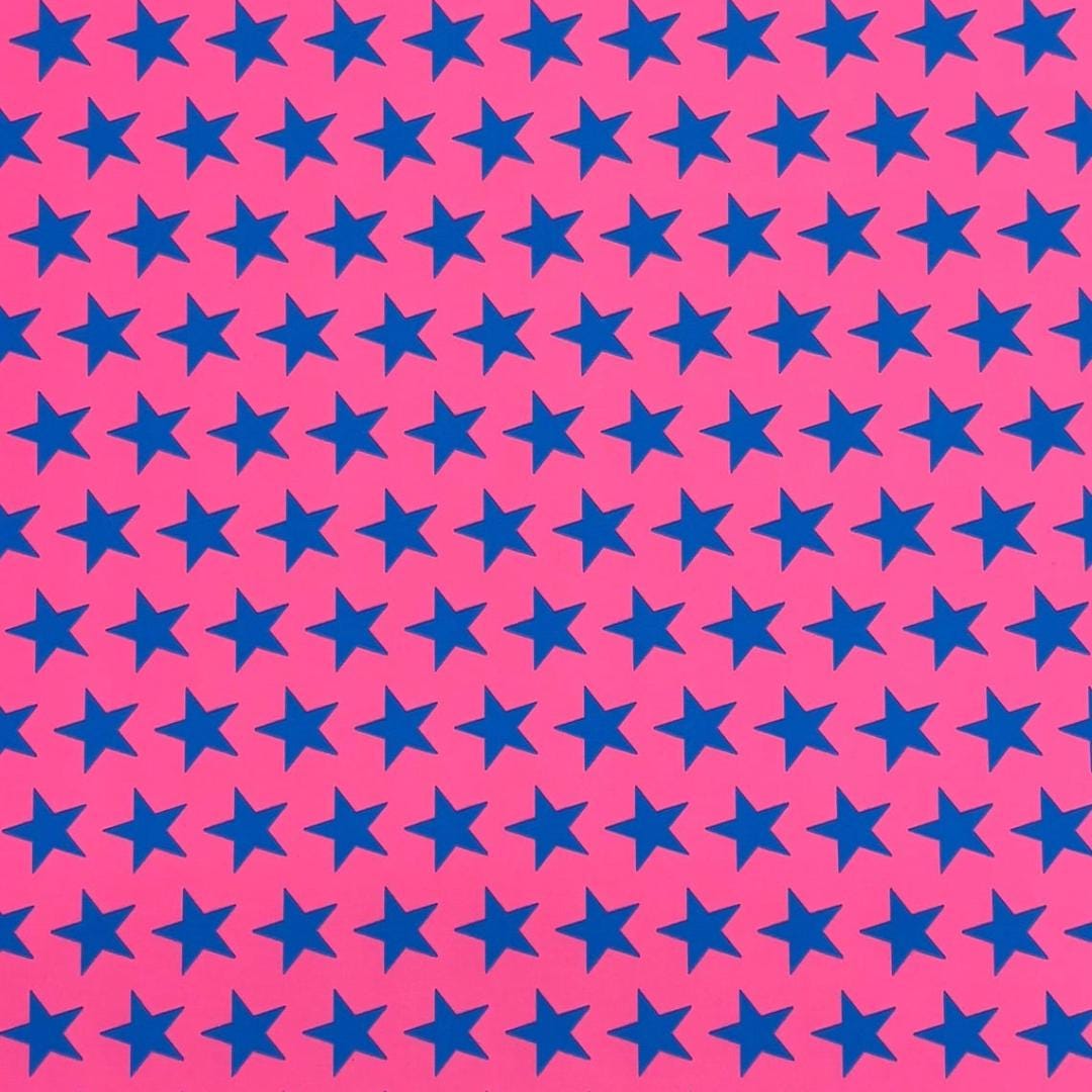 Black-light Reactive Pink and Blue Star - 4 Way Stretch Fabric By The Yard - 60" Wide Spandex Fabric - Thick and Heavy Spandex Fabric