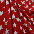 Patriotic White Stars On Red - 4 Way Stretch Fabric By The Yard - 60" Wide Spandex Fabric - Thick and Heavy Spandex Fabric
