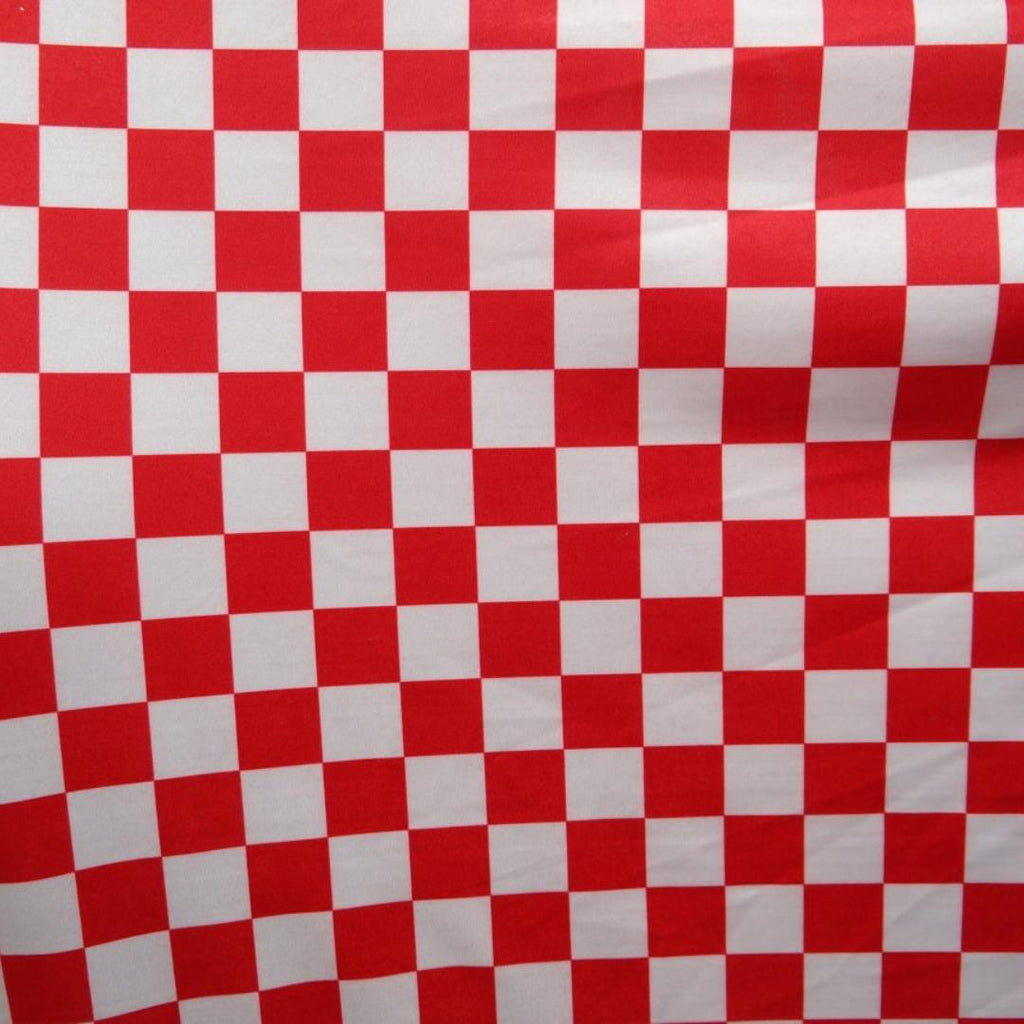 Red and White Checkered Print - 4 Way Stretch Fabric By The Yard - 60" Wide Spandex Fabric - Thick and Heavy Spandex Fabric