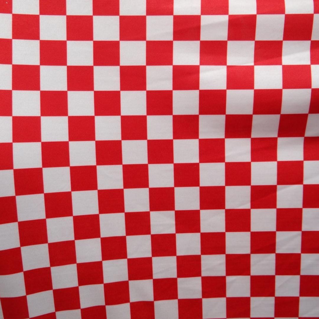 Red and White Checkered Print - 4 Way Stretch Fabric By The Yard - 60" Wide Spandex Fabric - Thick and Heavy Spandex Fabric