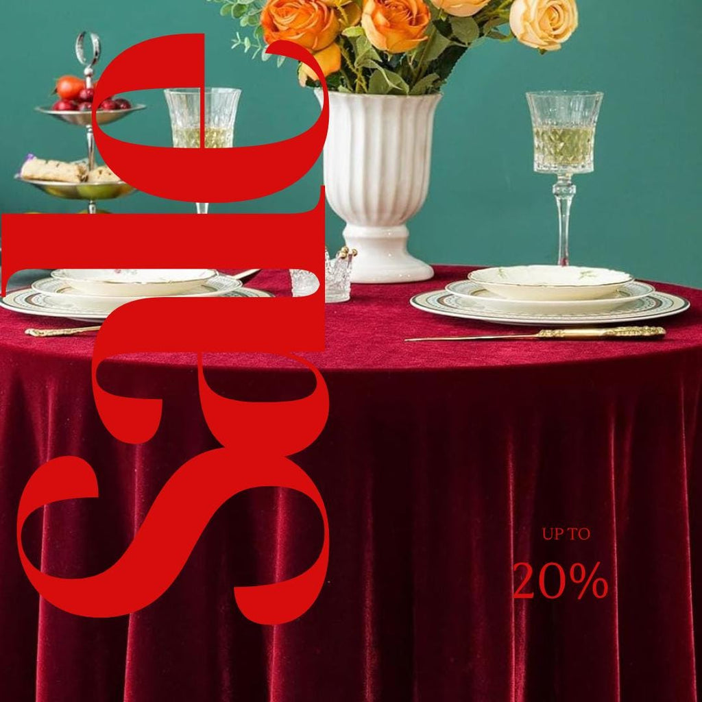 Round Luxurious Stretch Velvet Tablecloth - DK RED - Washable Table Cover for Party Wedding Baby Shower Dinning Decoration. Choose size
