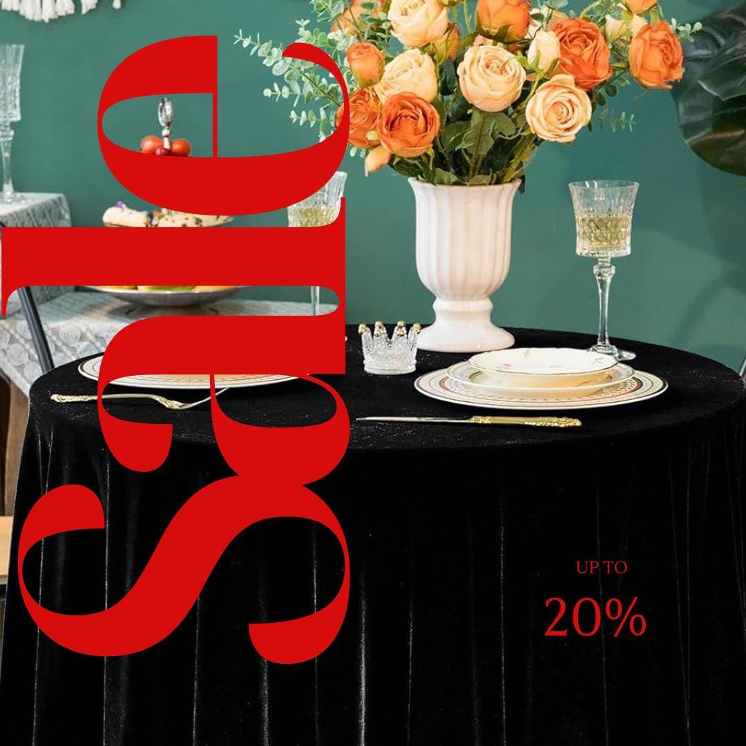 Round Luxurious Stretch Velvet Tablecloth - BLACK - Washable Table Cover for Party Wedding Baby Shower Dinning Decoration. Choose size Below