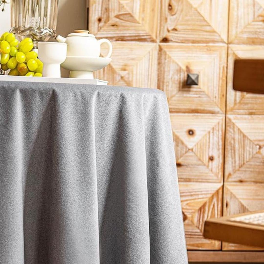 Round Luxurious Stretch Velvet Tablecloth - GRAY - Washable Table Cover for Party Wedding Baby Shower Dinning Decoration. Choose size Below