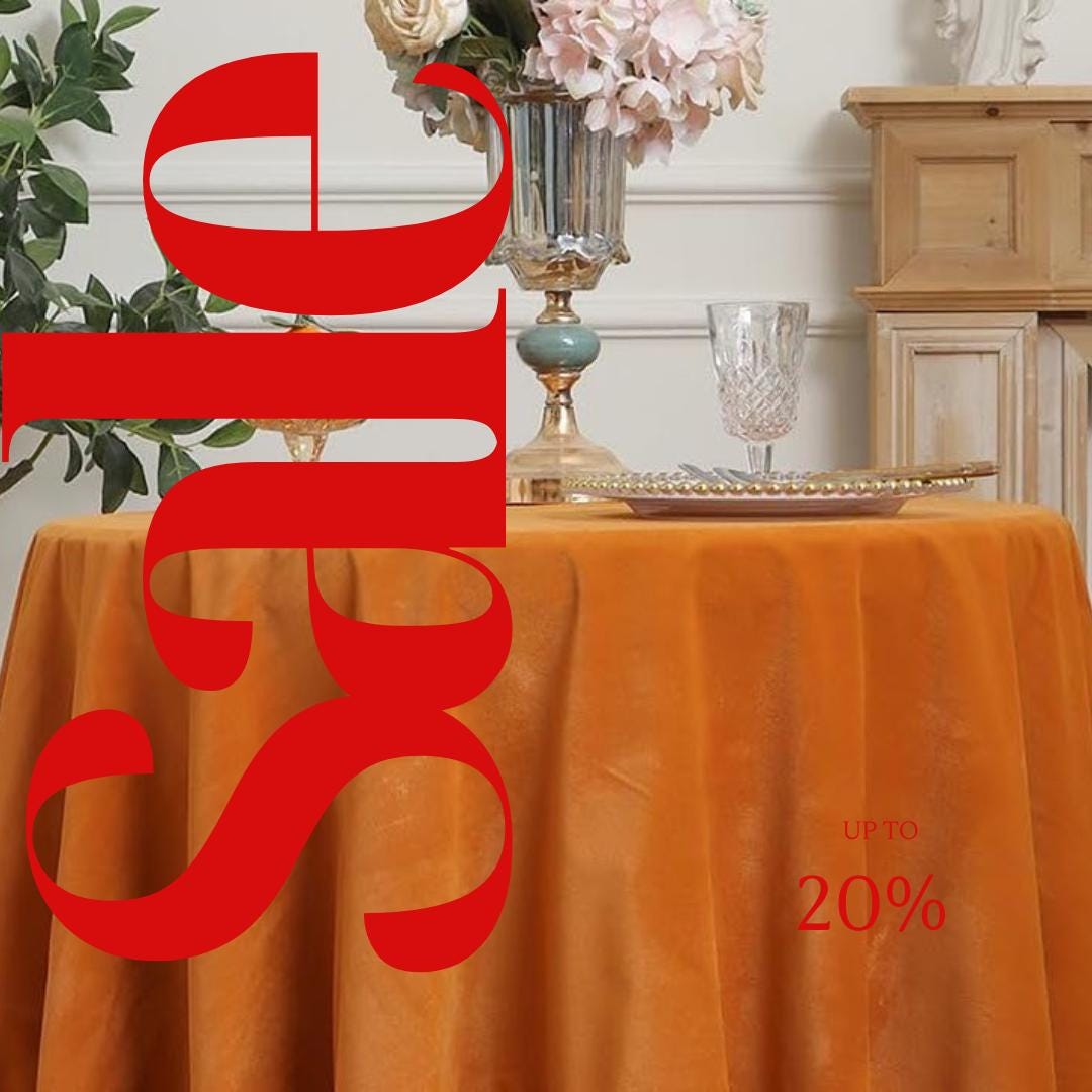 Round Luxurious Stretch Velvet Tablecloth - ORANGE - Washable Table Cover for Party Wedding Baby Shower Dinning Decoration. Choose size