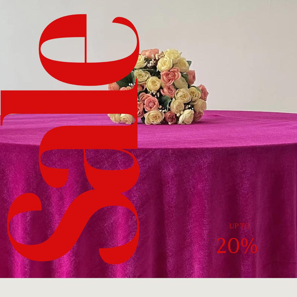 Round Luxurious Stretch Velvet Tablecloth - FUCHSIA - Washable Table Cover for Party Wedding Baby Shower Dinning Decoration. Choose size