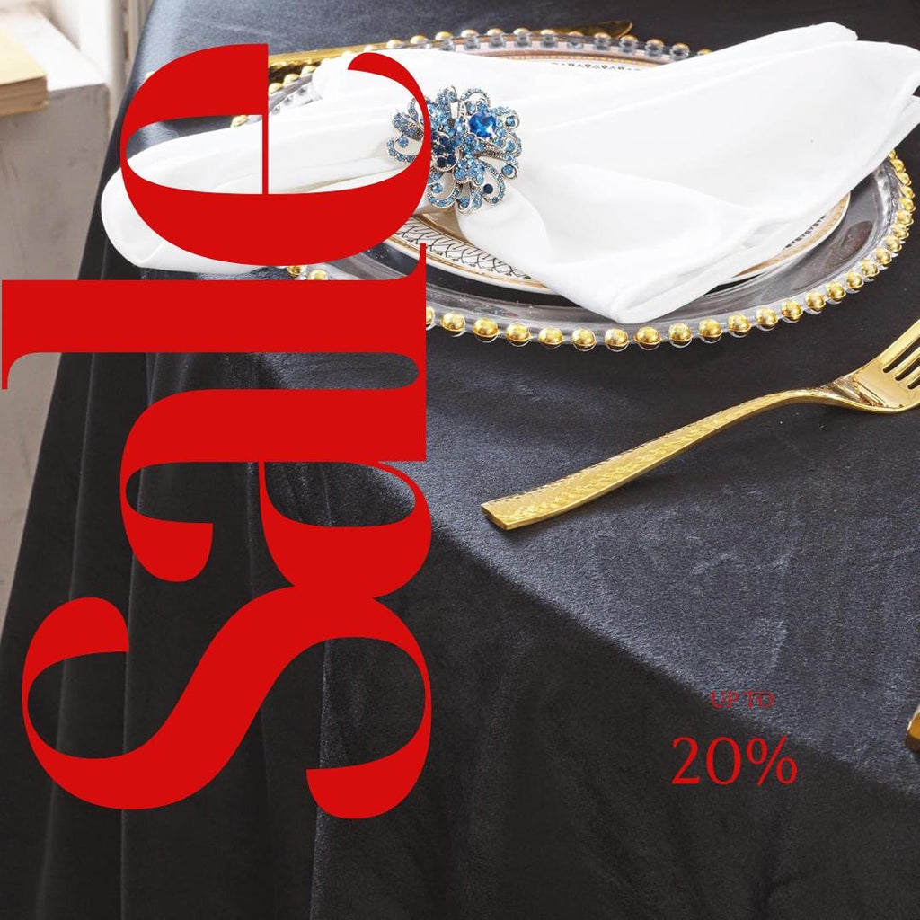 Round Luxurious Royal Velvet Tablecloth - BLACK - Washable Table Cover for Party Wedding Baby Shower Dinning Decoration. Choose size Below
