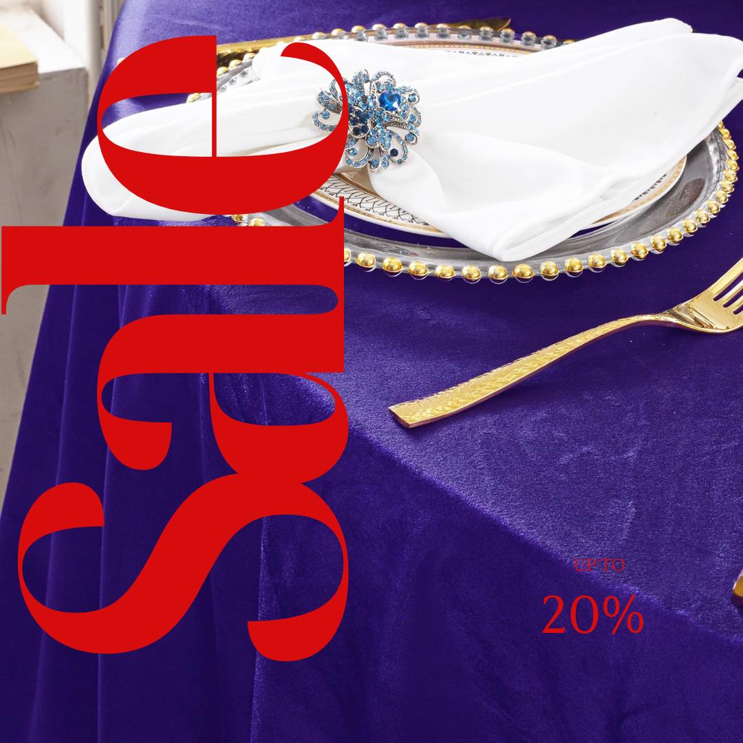 Round Luxurious Royal Velvet Tablecloth - PURPLE - Washable Table Cover for Party Wedding Baby Shower Dinning Decoration. Choose size Below