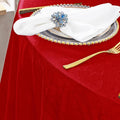 Round Luxurious Royal Velvet Tablecloth - RED - Washable Table Cover for Party Wedding Baby Shower Dinning Decoration. Choose size Below