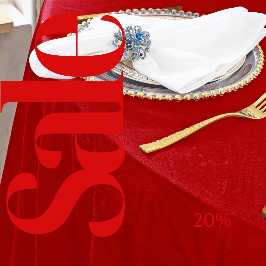 Round Luxurious Royal Velvet Tablecloth - RED - Washable Table Cover for Party Wedding Baby Shower Dinning Decoration. Choose size Below
