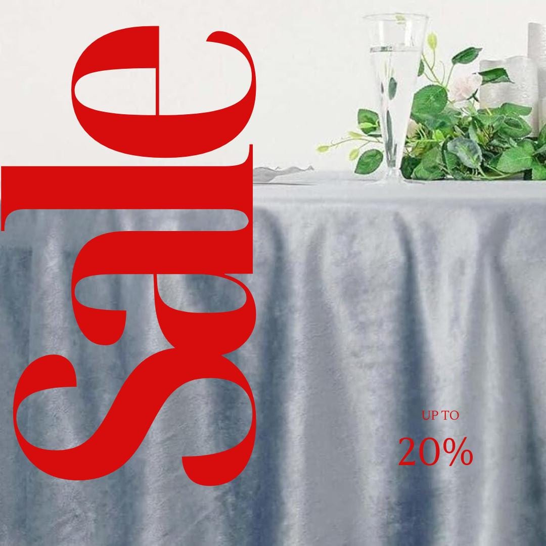 Round Luxurious Royal Velvet Tablecloth - DUSTYBLUE - Washable Table Cover for Party Wedding Baby Shower Dinning Decoration. Choose size