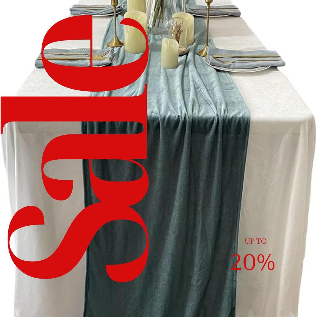 29" x 120" DUSTYBLUE - Luxurious Royal Velvet Table Runner, 10ft Wedding Reception Decorations Soft Velvet Fabric & Wedding Runners