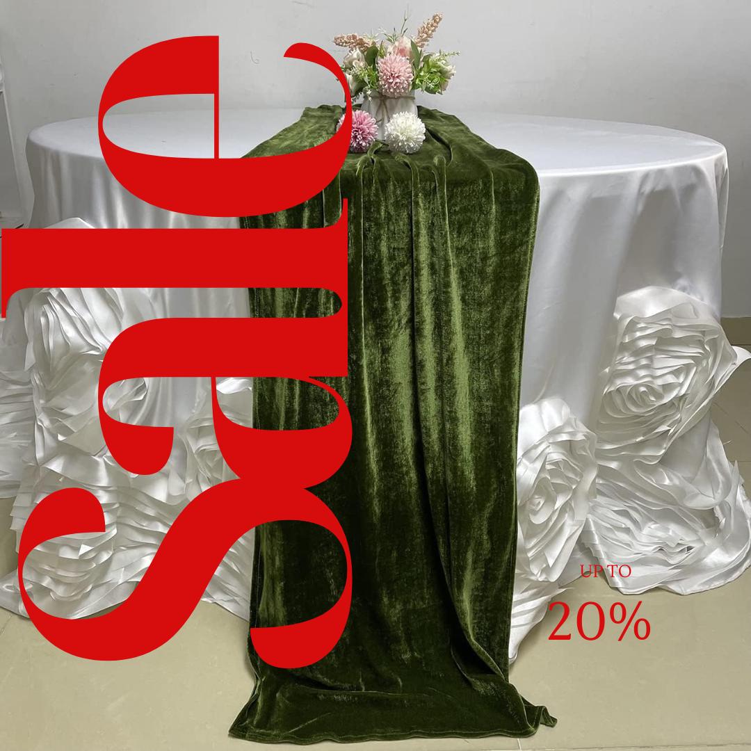 29" x 120" OLIVE - Luxurious Royal Velvet Table Runner, 10ft Wedding Reception Decorations Soft Velvet Fabric & Wedding Runners