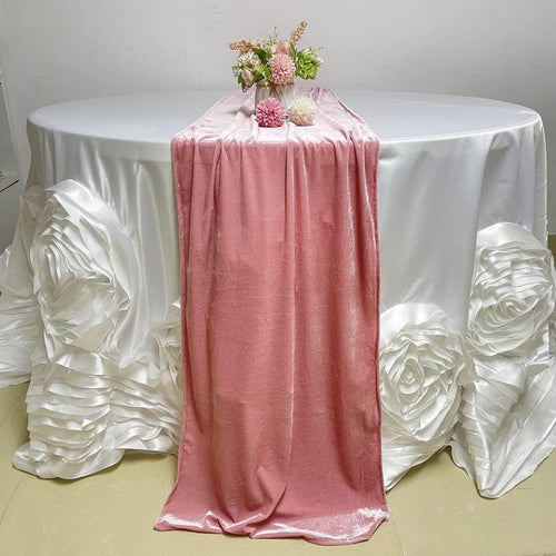 29" x 120" PINK - Luxurious Royal Velvet Table Runner, 10ft Wedding Reception Decorations Soft Velvet Fabric & Wedding Runners