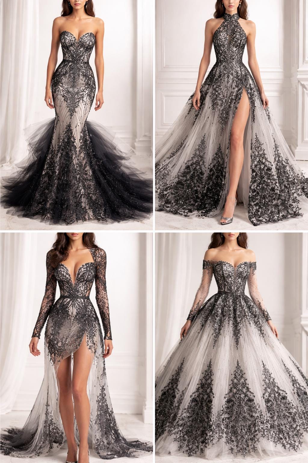 Luxury Lace - Black - 3D Beaded Design with Embroidered Sequins and Beads On a Mesh Lace Fabric for Prom Dress By The Yard