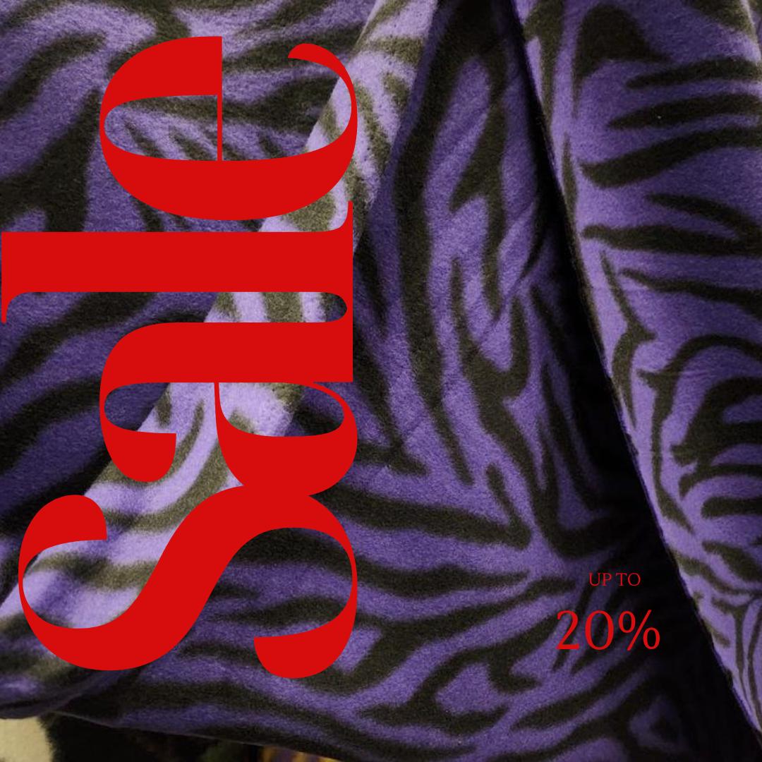 PURPLE/BLACK - Zebra Print - Anti Pill Theme Fleece Fabric, 60” Inches Wide – Sold By The Yard