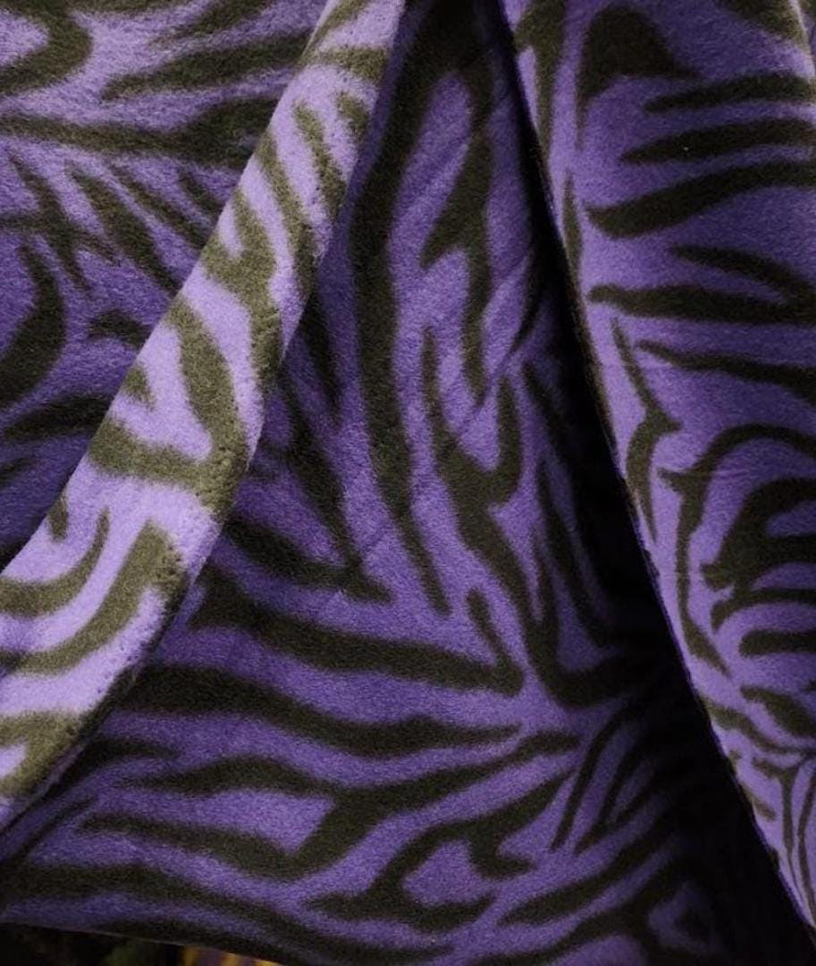 PURPLE/BLACK - Zebra Print - Anti Pill Theme Fleece Fabric, 60” Inches Wide – Sold By The Yard