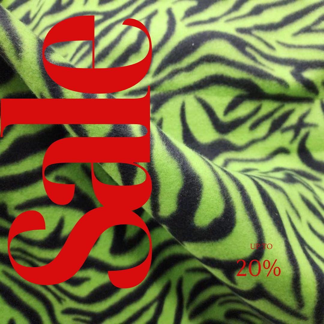 LIME/BLACK - Zebra Print - Anti Pill Theme Fleece Fabric, 60” Inches Wide – Sold By The Yard