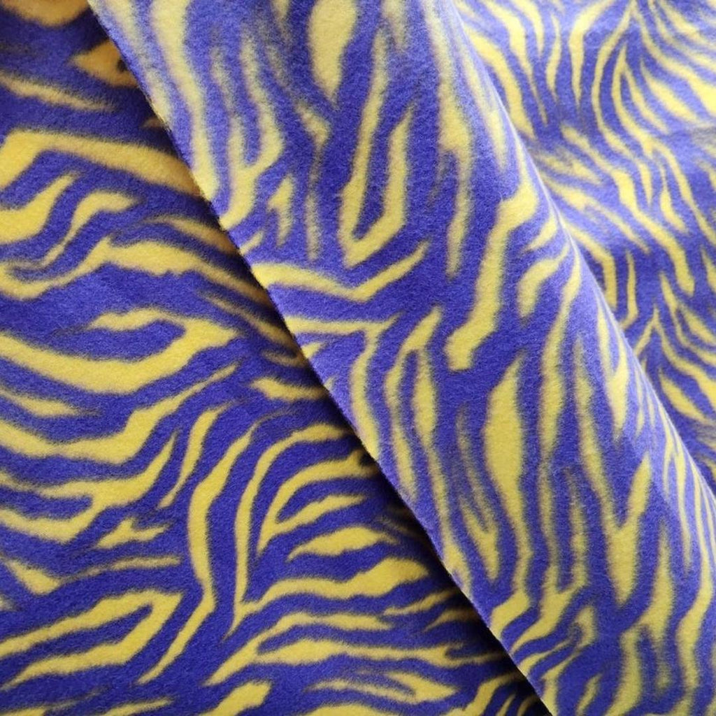 YELLOW/PURPLE - Zebra Print - Anti Pill Theme Fleece Fabric, 60” Inches Wide – Sold By The Yard
