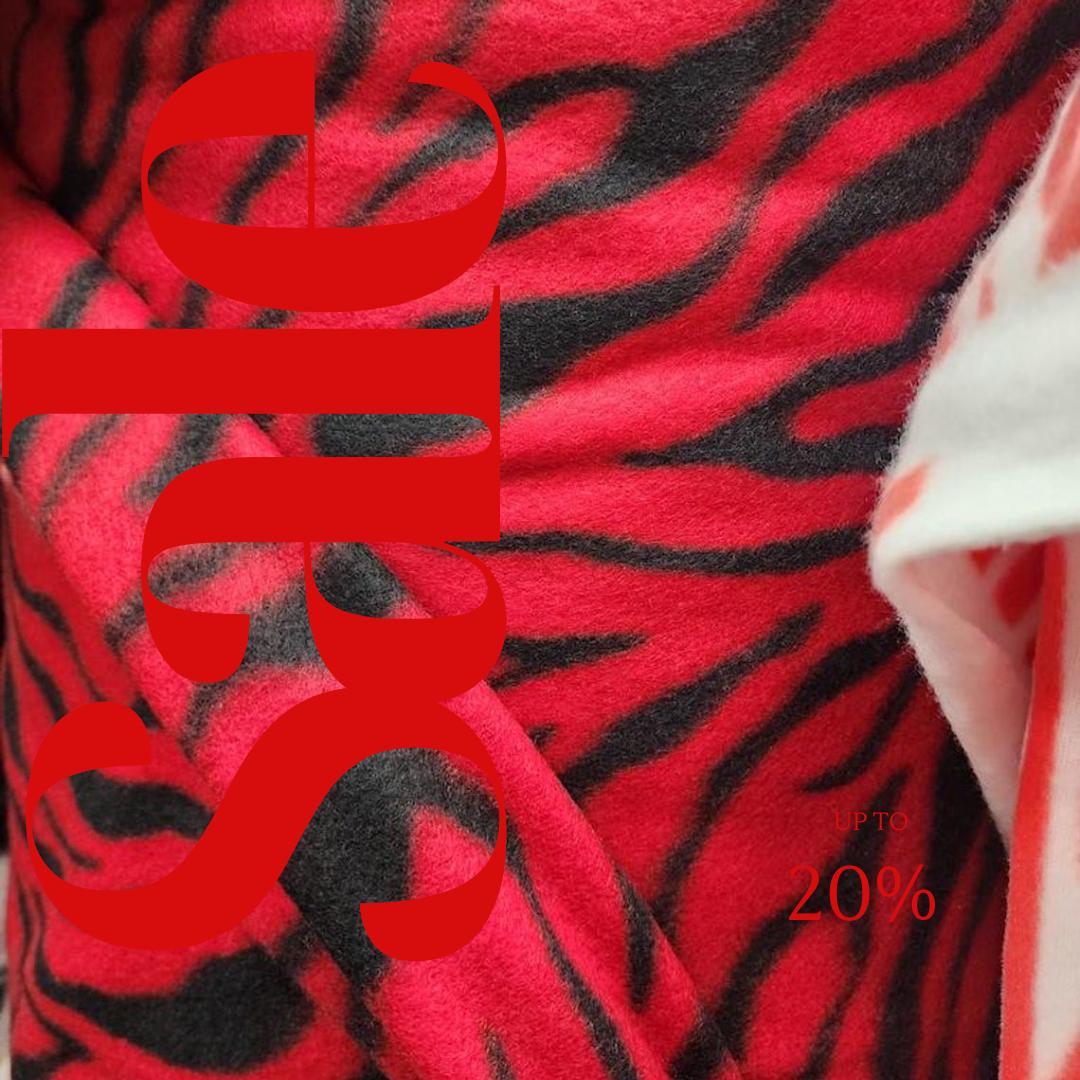 RED/BLACK - Zebra Print - Anti Pill Theme Fleece Fabric, 60” Inches Wide – Sold By The Yard