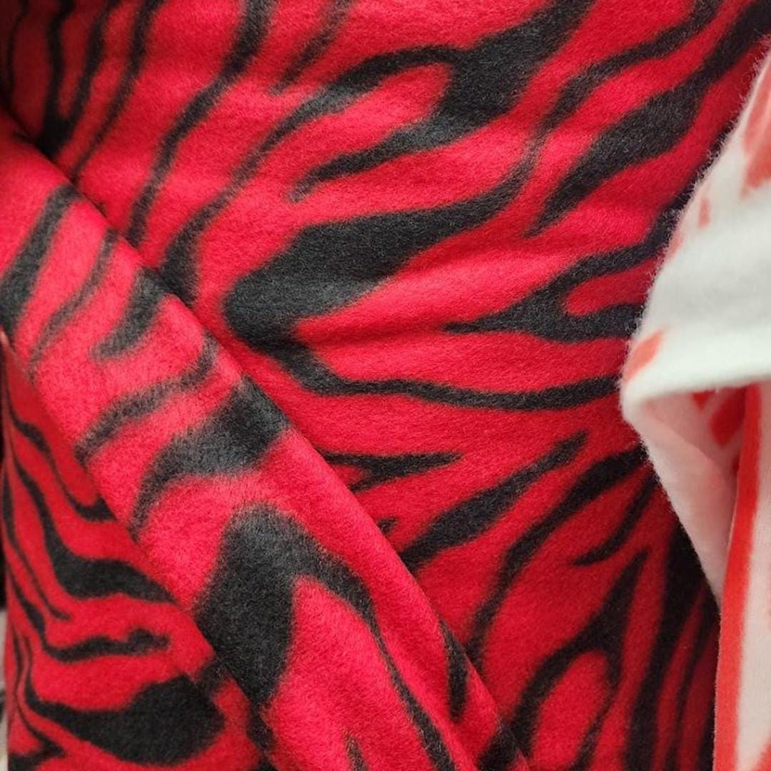 RED/BLACK - Zebra Print - Anti Pill Theme Fleece Fabric, 60” Inches Wide – Sold By The Yard