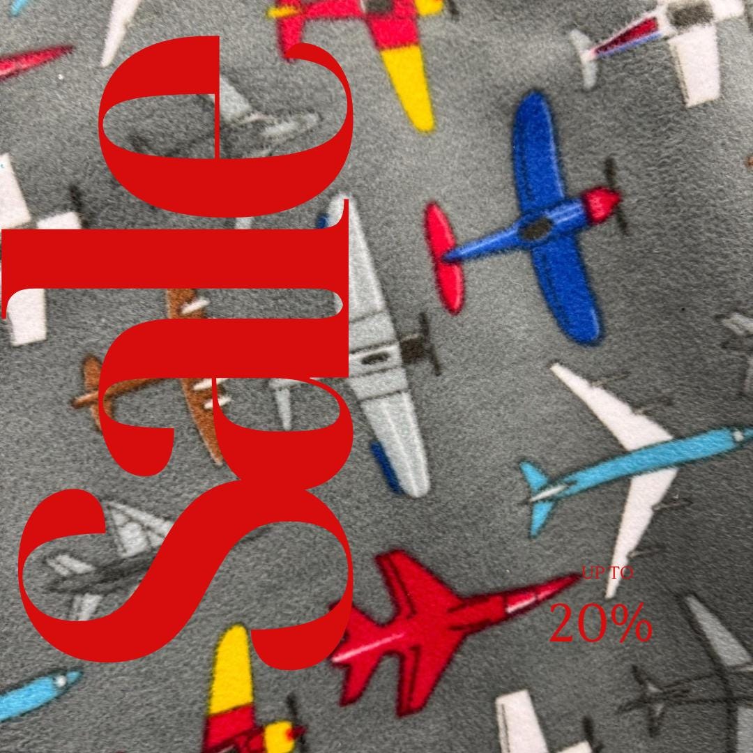 Flying Airplanes Print - Anti Pill Theme Fleece Fabric, 60” Inches Wide – Sold By The Yard