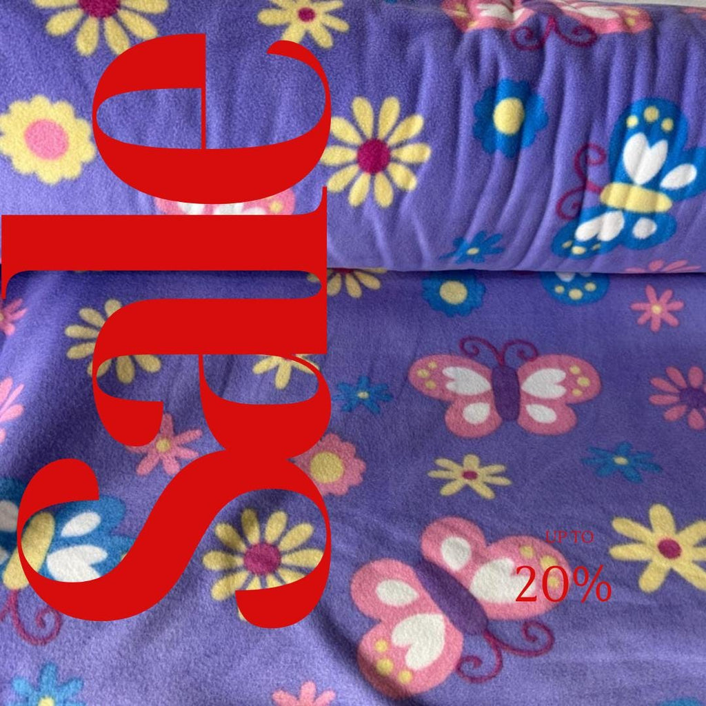 Butterfly Floral Print - Anti Pill Theme Fleece Fabric, 60” Inches Wide – Sold By The Yard