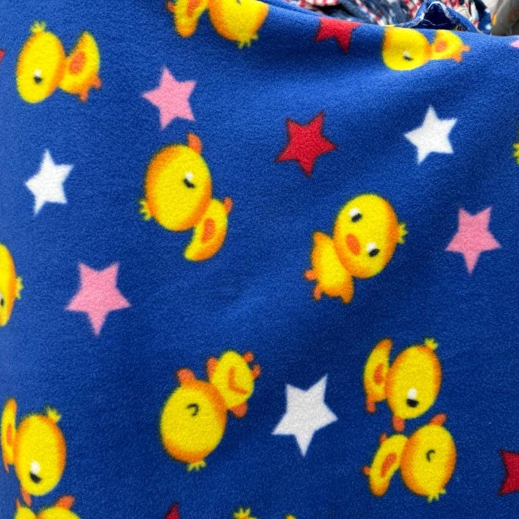 Duck Chicks and Stars Print - Anti Pill Theme Fleece Fabric, 60” Inches Wide – Sold By The Yard