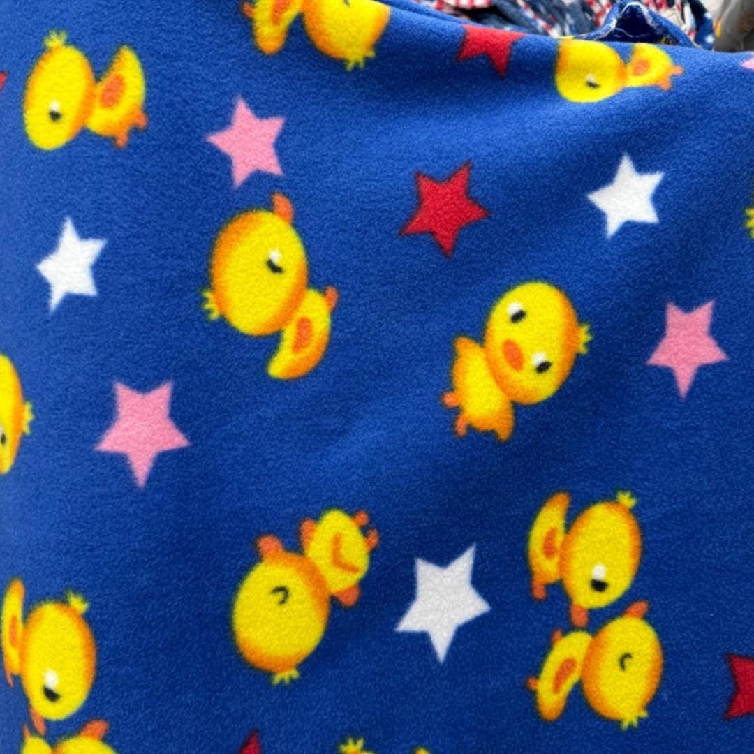 Duck Chicks and Stars Print - Anti Pill Theme Fleece Fabric, 60” Inches Wide – Sold By The Yard
