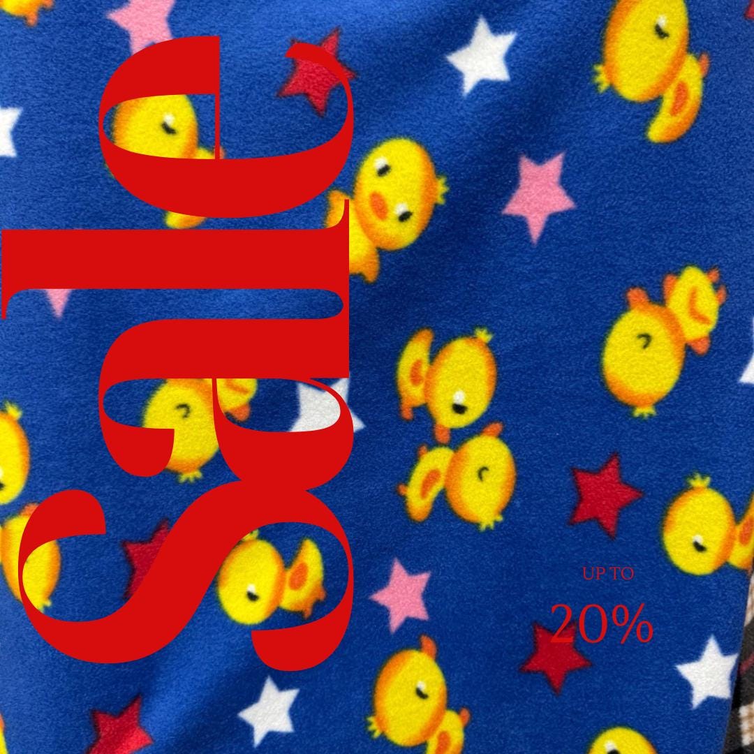 Duck Chicks and Stars Print - Anti Pill Theme Fleece Fabric, 60” Inches Wide – Sold By The Yard