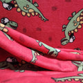 Red Dinosaur Print - Anti Pill Theme Fleece Fabric, 60” Inches Wide – Sold By The Yard