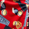 Red Baseball Print - Anti Pill Theme Fleece Fabric, 60” Inches Wide – Sold By The Yard