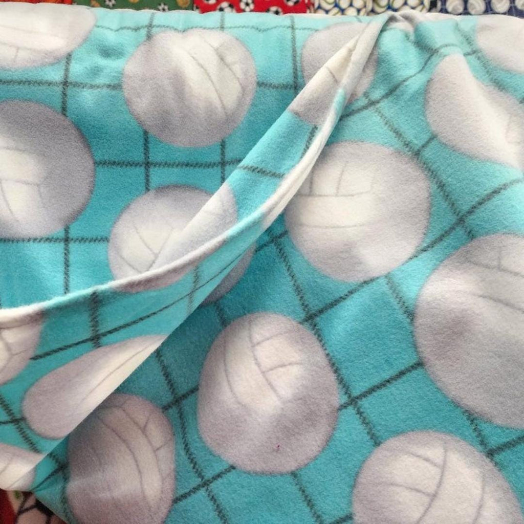 Aqua Volleyball Print- Anti Pill Theme Fleece Fabric, 60” Inches Wide – Sold By The Yard