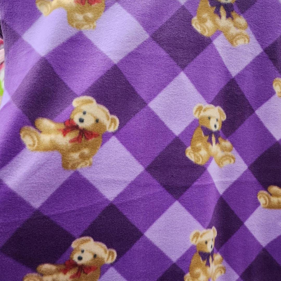 Teddy Bear Print - Anti Pill Theme Fleece Fabric, 60” Inches Wide – Sold By The Yard Lavender