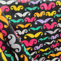 Mustaches Printed - Anti Pill Theme Fleece Fabric, 60” Inches Wide – Sold By The Yard Black
