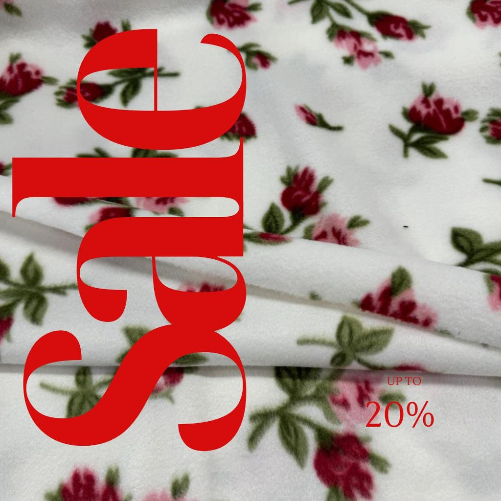 Rose Floral Print - Anti Pill Theme Fleece Fabric, 60” Inches Wide – Sold By The Yard