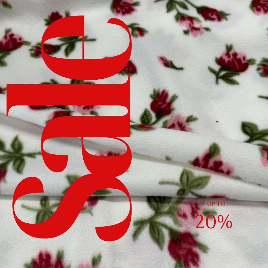 Rose Floral Print - Anti Pill Theme Fleece Fabric, 60” Inches Wide – Sold By The Yard