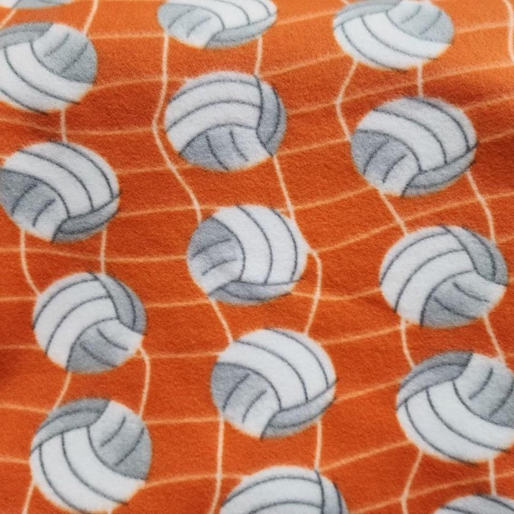 Orange Volleyball Print- Anti Pill Theme Fleece Fabric, 60” Inches Wide – Sold By The Yard