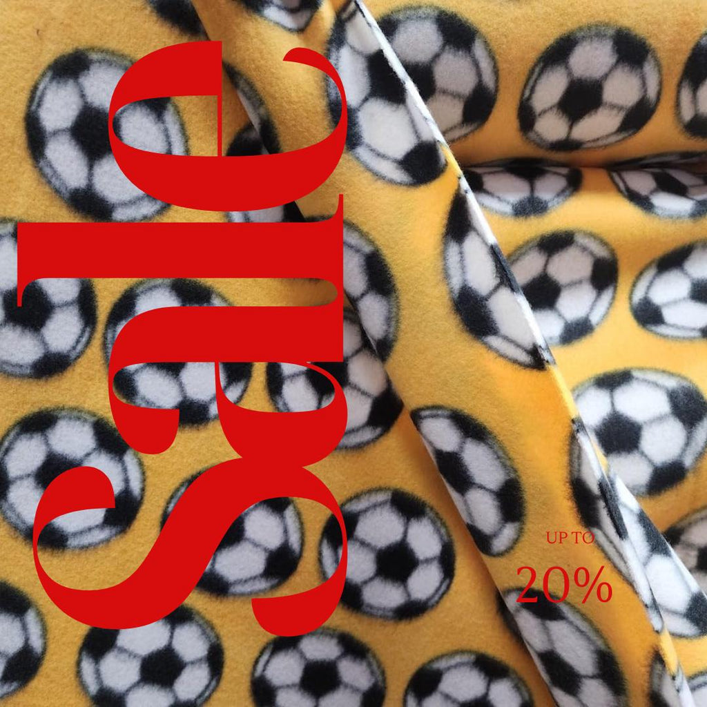 Yellow Soccer Print - Anti Pill Theme Fleece Fabric, 60” Inches Wide – Sold By The Yard
