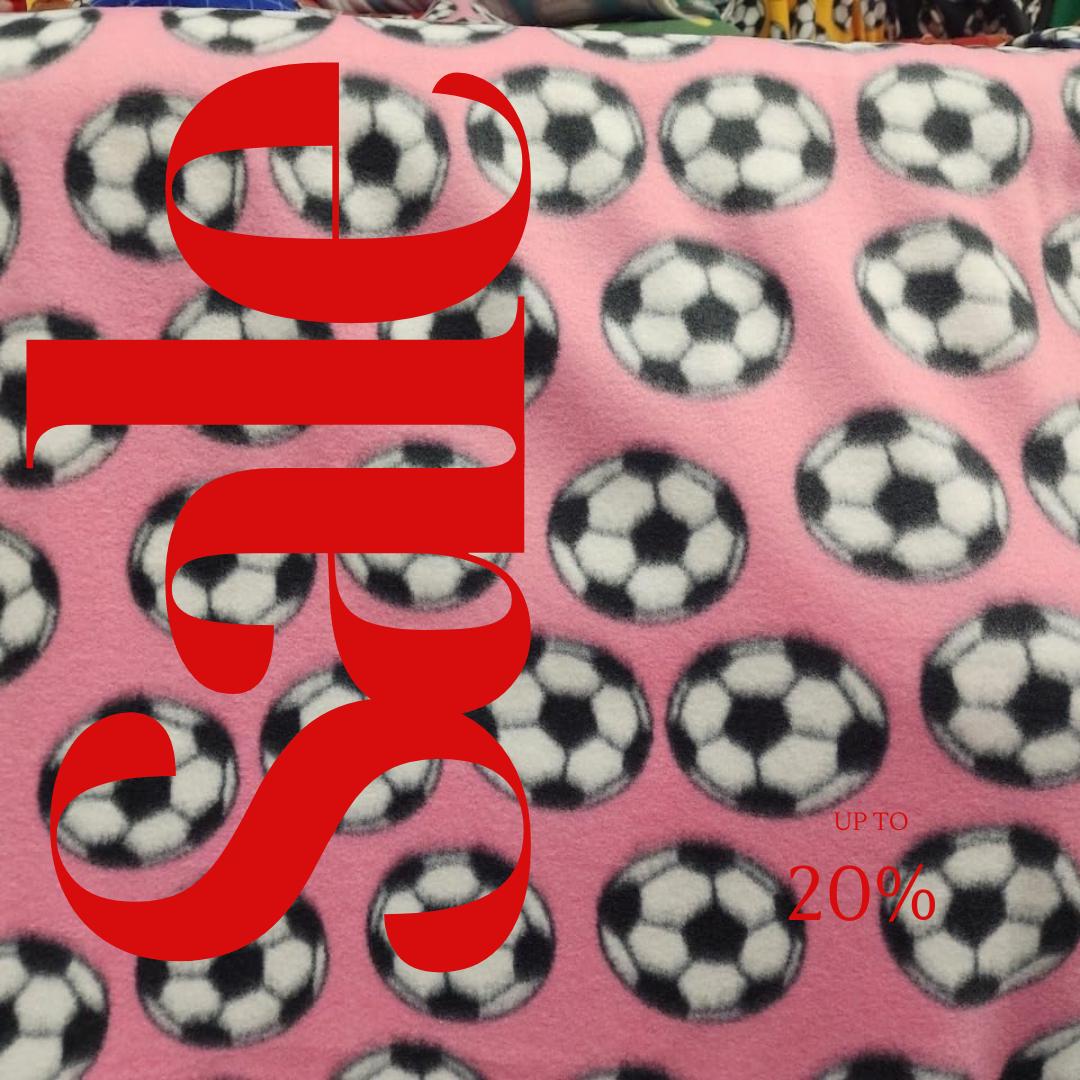 Pink Soccer Print - Anti Pill Theme Fleece Fabric, 60” Inches Wide – Sold By The Yard