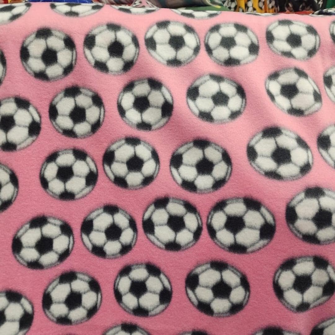 Pink Soccer Print - Anti Pill Theme Fleece Fabric, 60” Inches Wide – Sold By The Yard