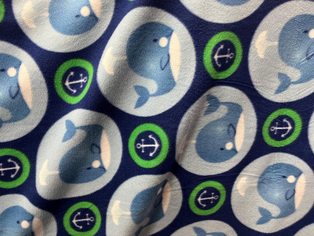 Blue Wales Print - Anti Pill Theme Fleece Fabric, 60” Inches Wide – Sold By The Yard