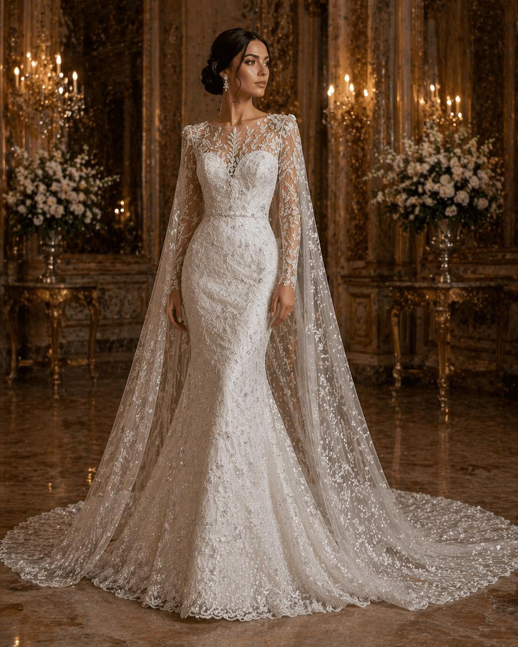 Luxury Lace - Ivory - 3D Beaded Design with Embroidered Sequins and Beads On a Mesh Lace Fabric for Prom Dress By The Yard