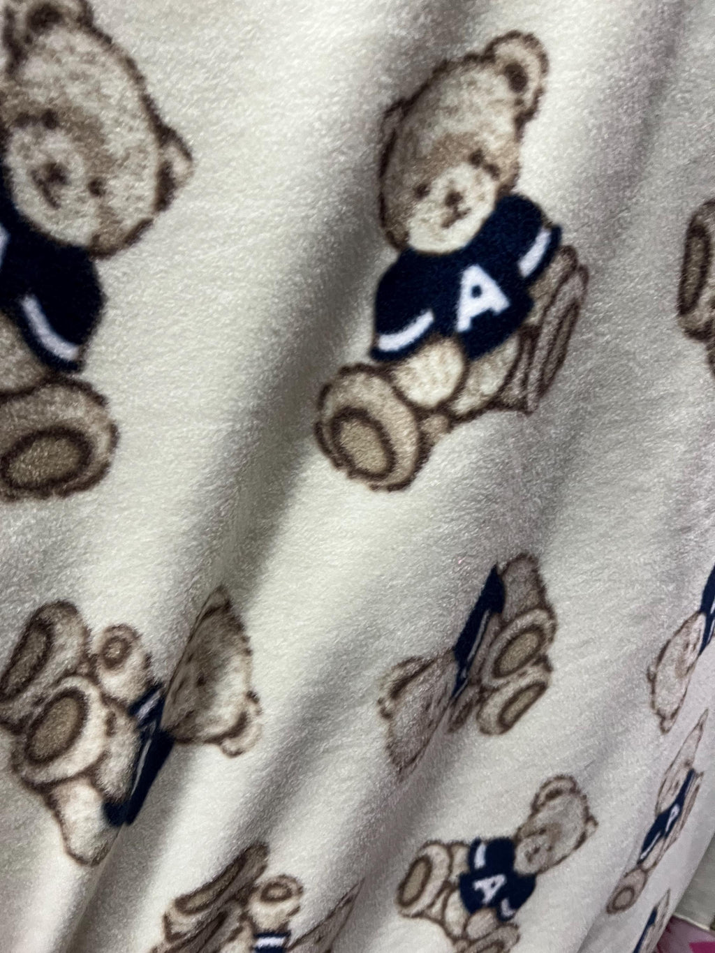 Teddy Bear Print - Anti Pill Theme Fleece Fabric, 60” Inches Wide – Sold By The Yard Beige