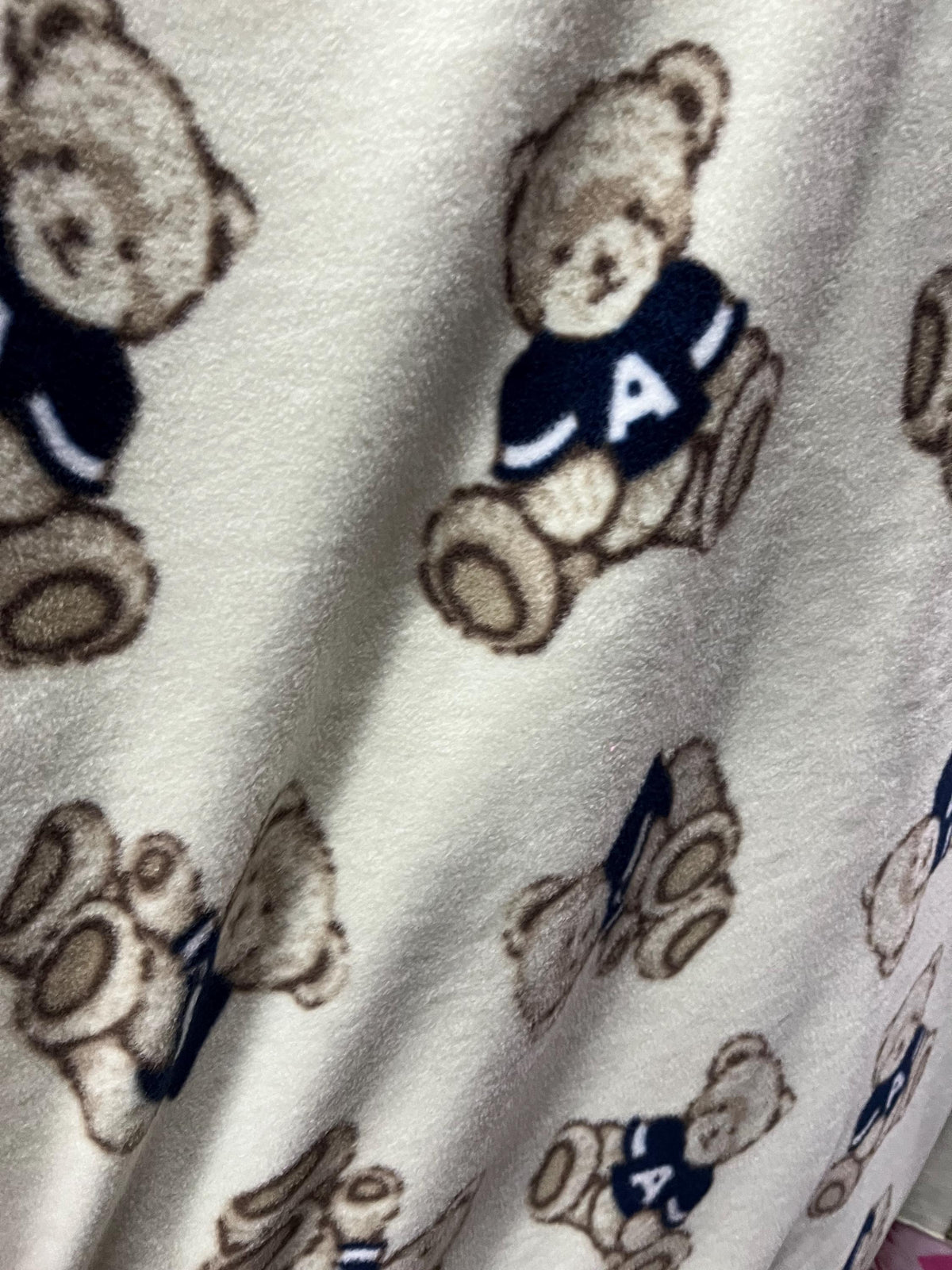 Teddy Bear Print - Anti Pill Theme Fleece Fabric, 60” Inches Wide – Sold By The Yard Beige