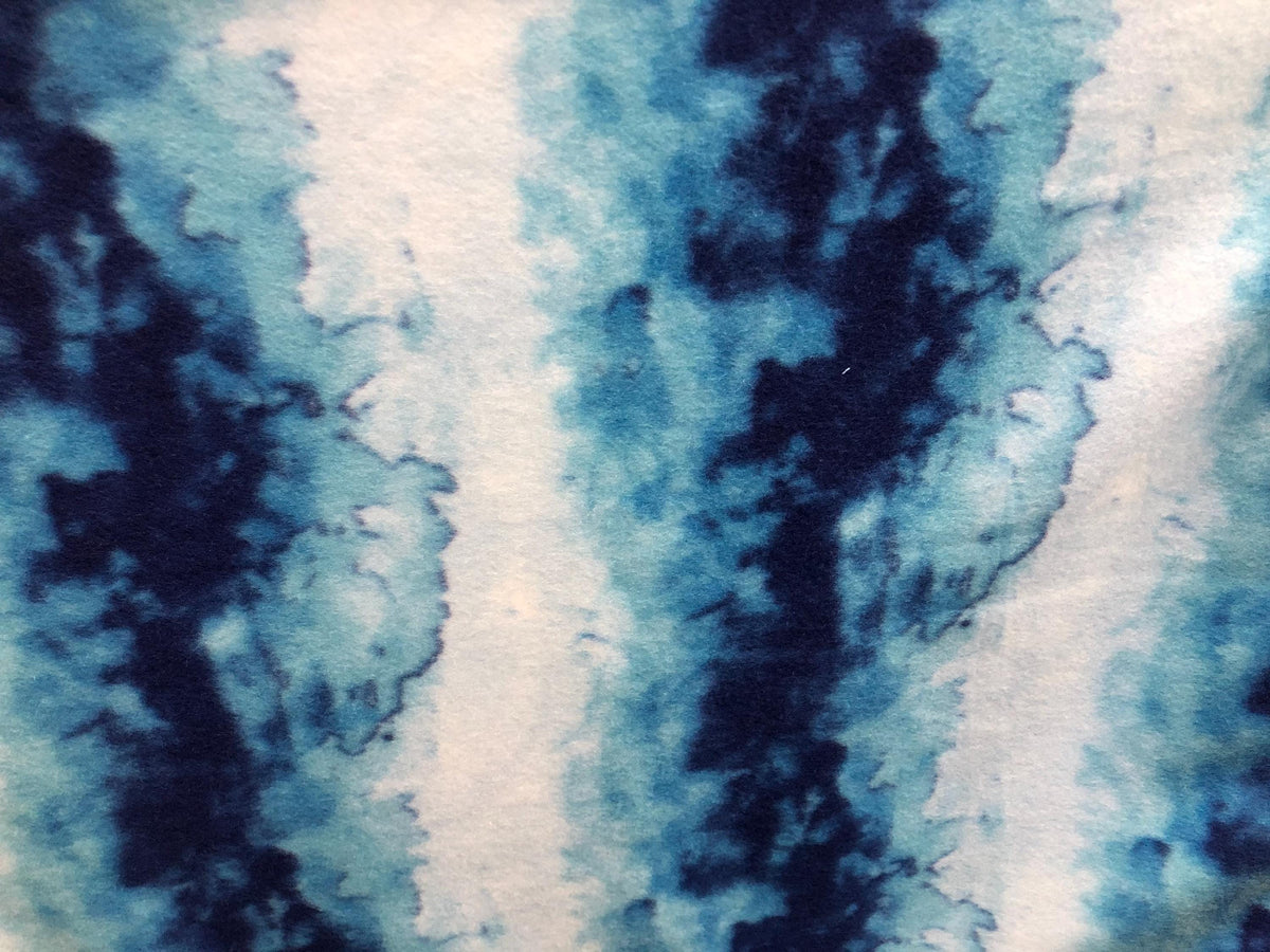 Tie Dyed Blue Print - Anti Pill Theme Fleece Fabric, 60” Inches Wide – Sold By The Yard
