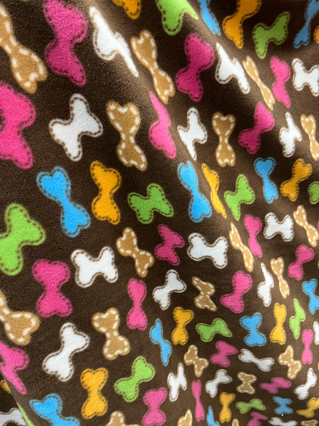 Multicolor Bones Brown Print - Anti Pill Theme Fleece Fabric, 60” Inches Wide – Sold By The Yard