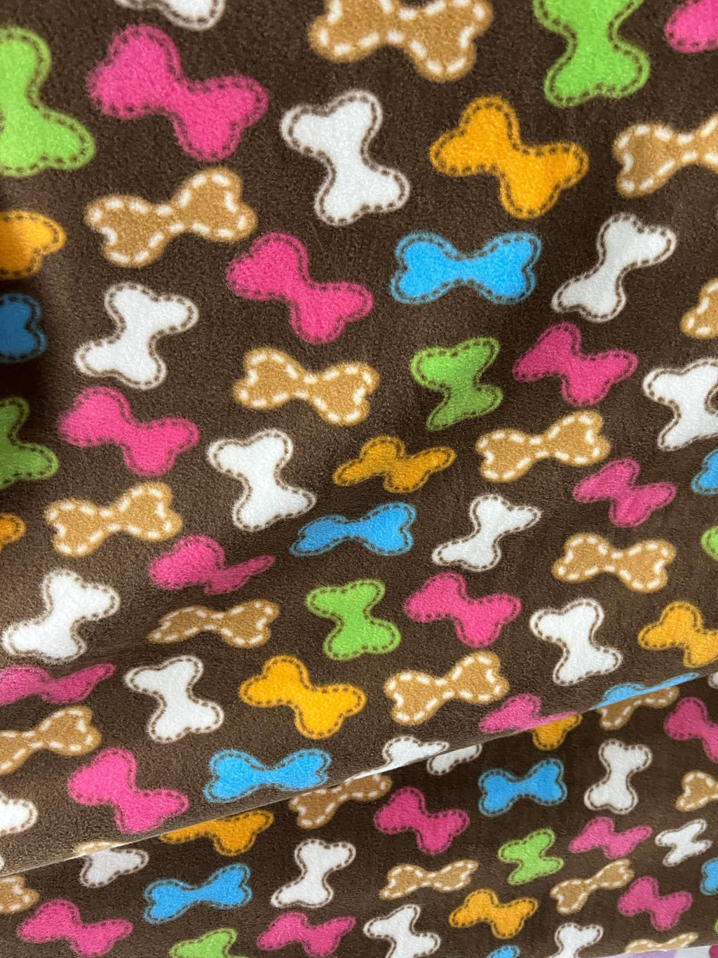 Multicolor Bones Brown Print - Anti Pill Theme Fleece Fabric, 60” Inches Wide – Sold By The Yard