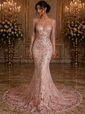 Luxury Geometric Lace - Blush - 3D Beaded Design with Embroidered Sequins and Beads On a Mesh Lace Fabric for Prom Dress By The Yard