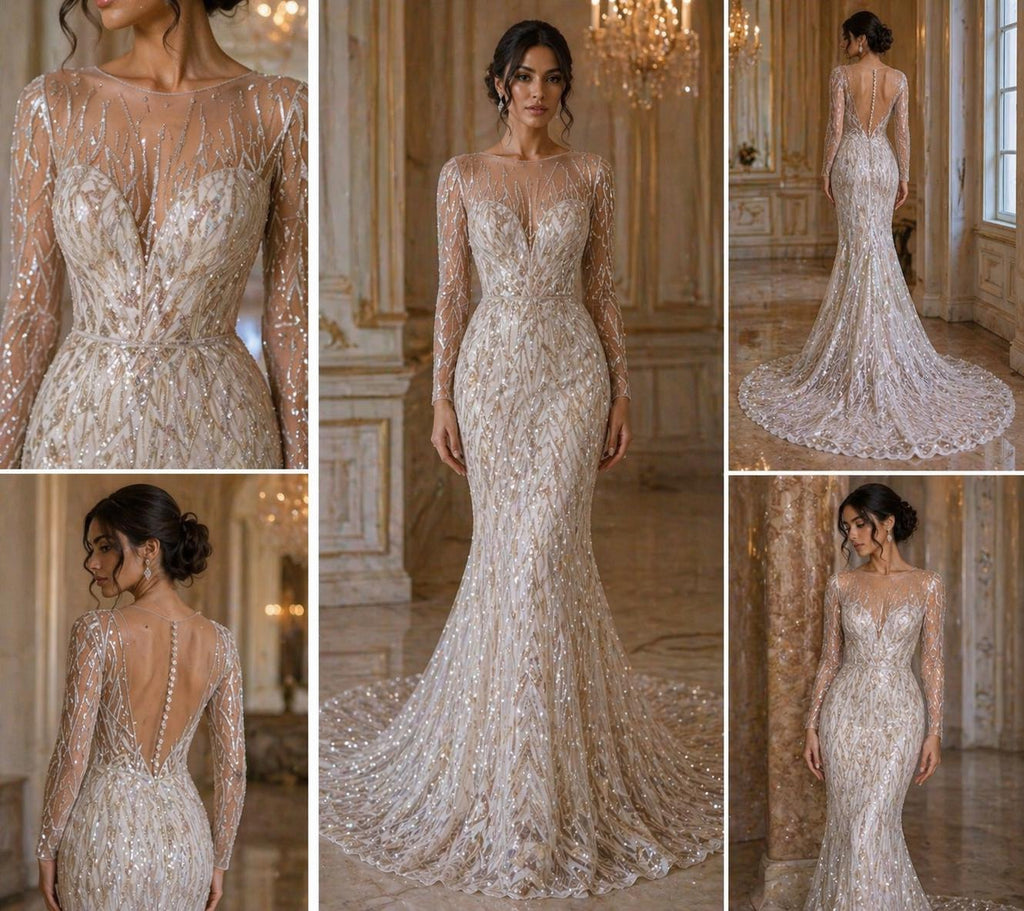 Luxury Geometric Lace - White - 3D Beaded Design with Embroidered Sequins and Beads On a Mesh Lace Fabric for Prom Dress By The Yard