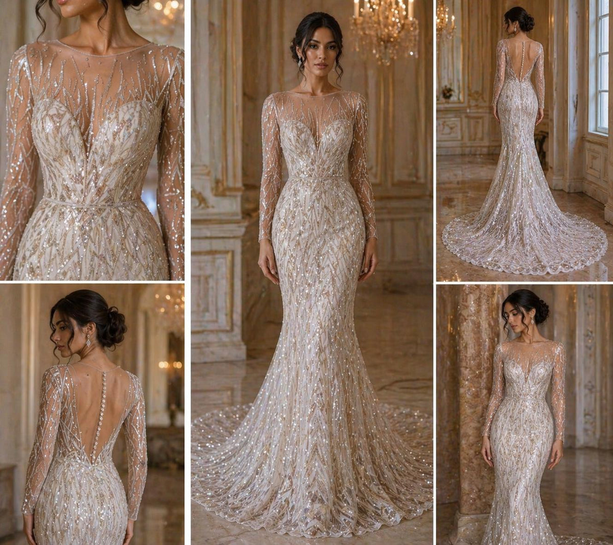 Luxury Geometric Lace - White - 3D Beaded Design with Embroidered Sequins and Beads On a Mesh Lace Fabric for Prom Dress By The Yard